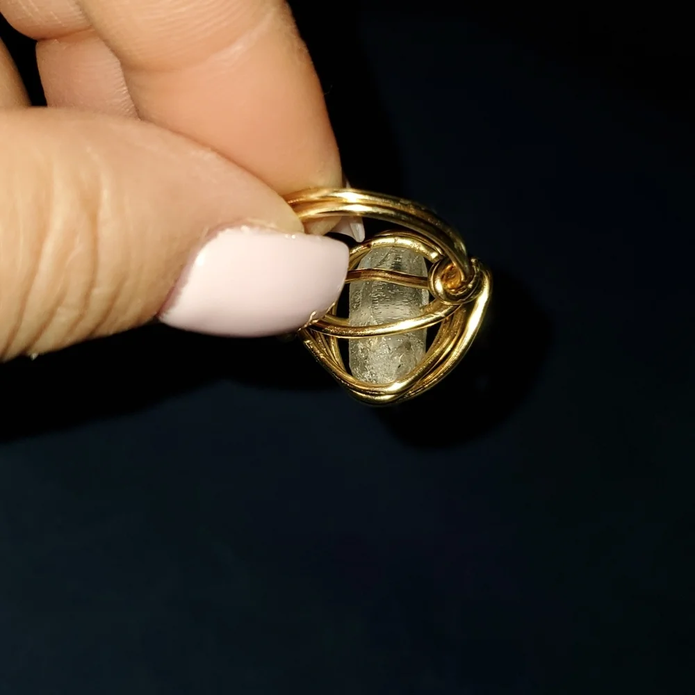 crystal gold wire‎ ring